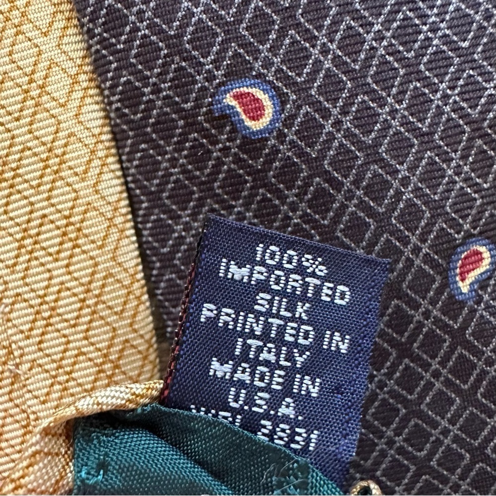 Tommy Hilfiger 100% Silk Paisley Tie Black O/S - Picture 3 of 5